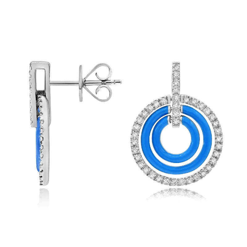 0.31ct Diamond Enamel Earrings set in 14KT White Gold / EN222