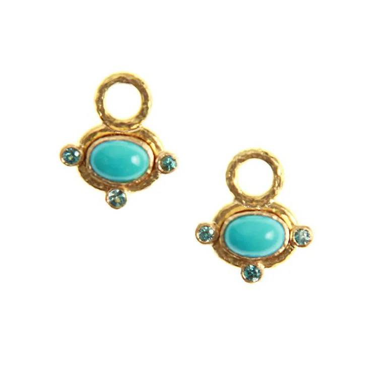 Elizabeth Locke Oval Cabochon Turquoise Earring Charms