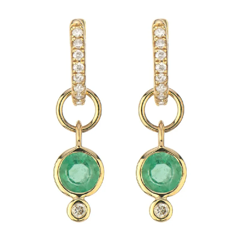 Emerald & Diamond 14K Gold Earring Charms