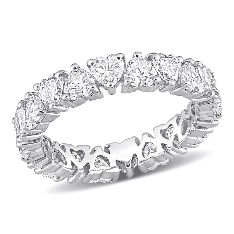 Eternally Yours 3 3/8ct DEW Created Moissanite Heart Eternity Ring in Sterling Silver