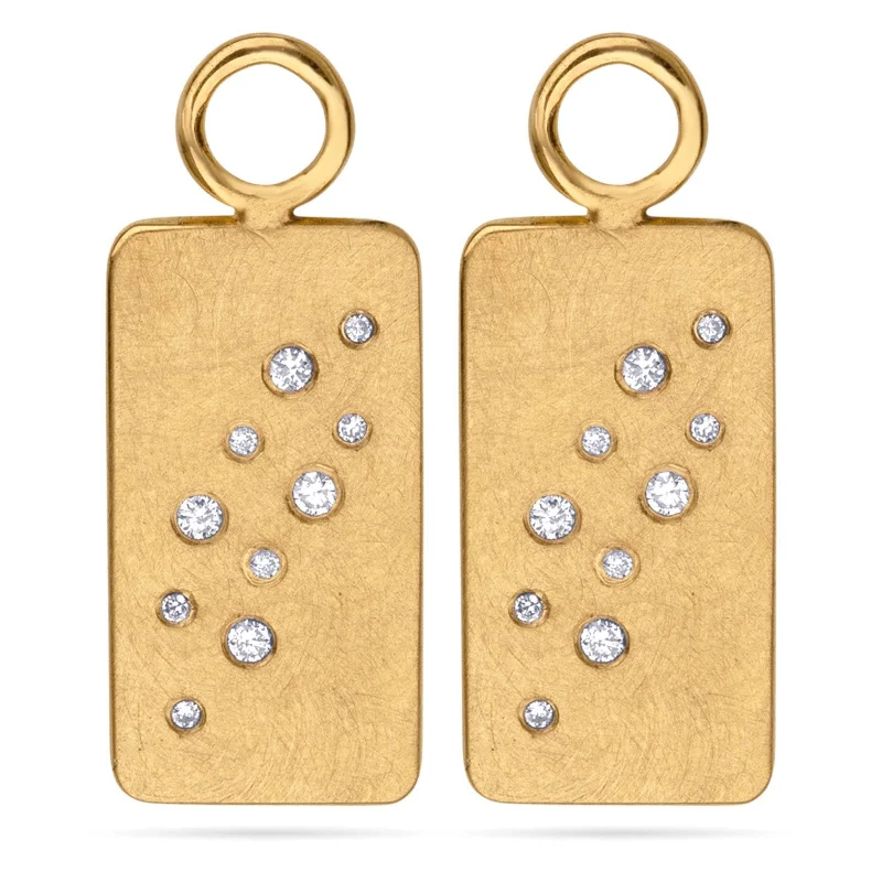 Gold Diamond ID Tag Earring Charms