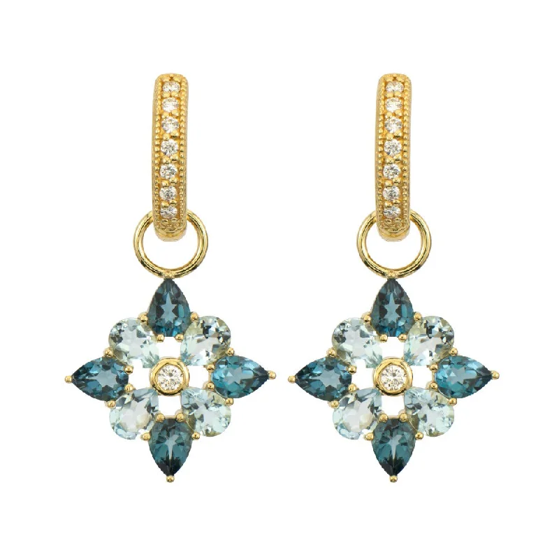 Jude Frances Provence Four Petal Blue Topaz Earring Charms