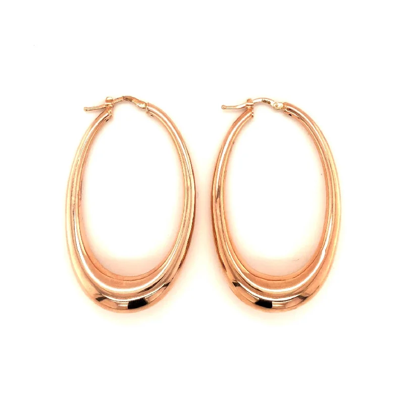 Lisa Nik Rose Gold Elongated Oval Hoop Earrings