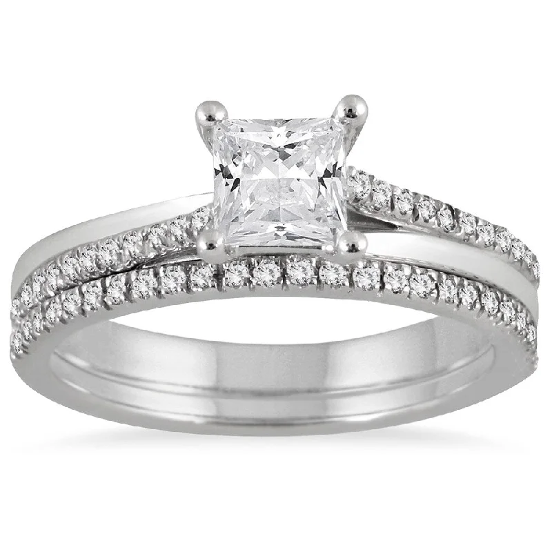 Marquee Jewels 14k White Gold 1ct TDW Diamond Bridal Set