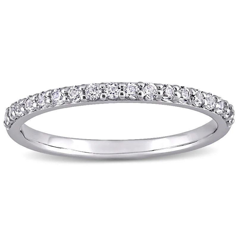 Miadora 10k White Gold Created White Sapphire Stackable Anniversary Band Ring