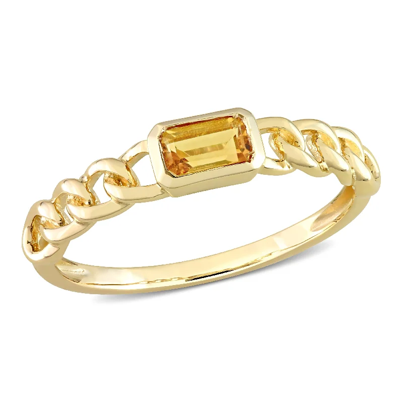 Miadora 10k Yellow Gold Citrine Stackable Link Ring