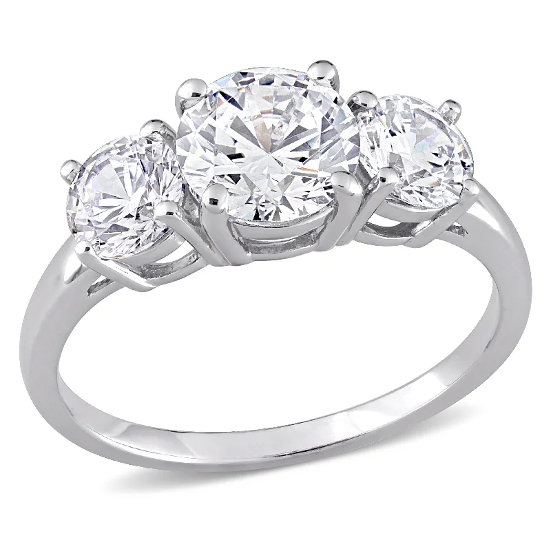 Miadora 3 3/4ct TGW Cubic Zirconia 3-Stone Ring in Sterling Silver