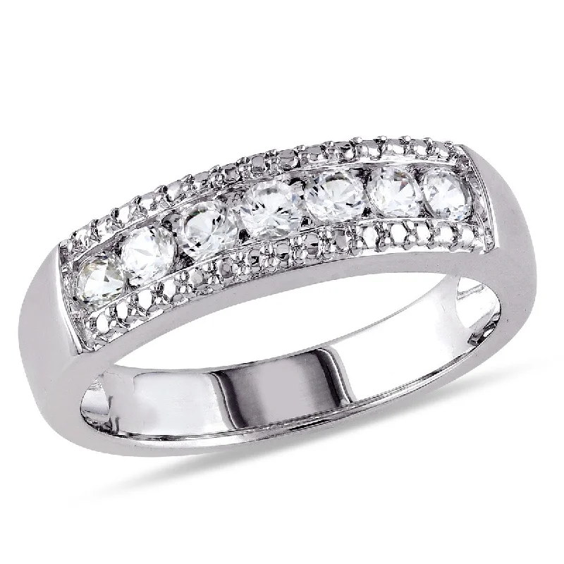 Miadora 5/8CT TGW Created White Sapphire Anniversary Band in Sterling Silver