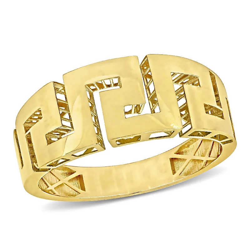 Miadora Mens Greek Key Design Ring in 14k Yellow Gold