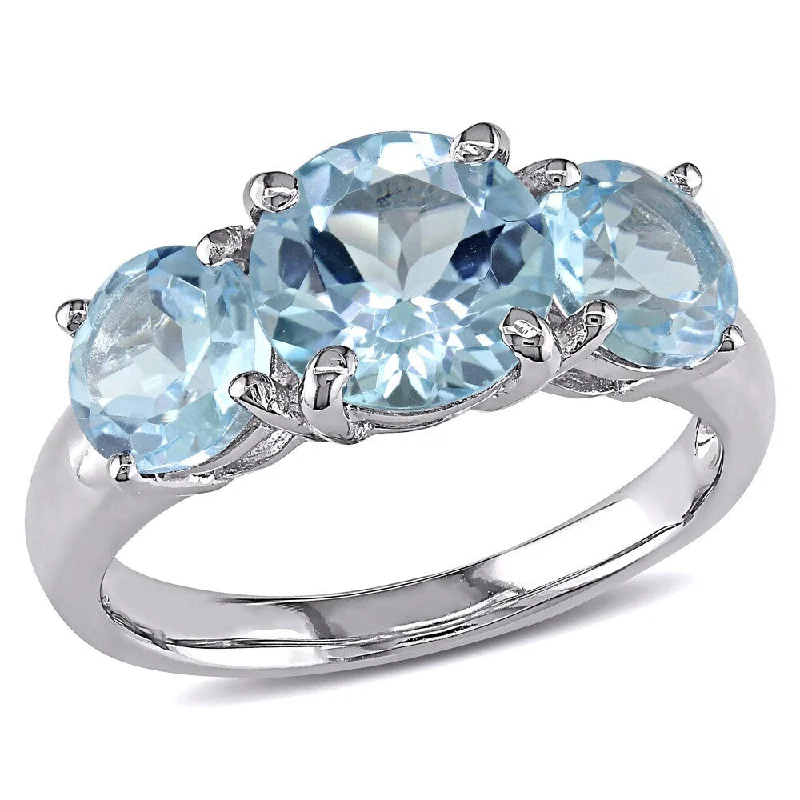 Miadora Sterling Silver Blue Topaz Three-Stone Ring