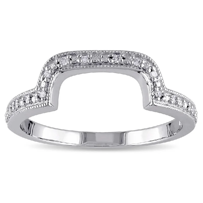 Miadora Sterling Silver Diamond Accent Contour Wedding Band Ring