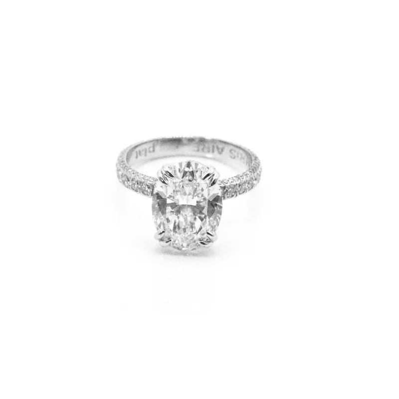 Engagement Ring - 6.15 Carat Oval Shaped Diamond Engagement Ring Set in Platinum