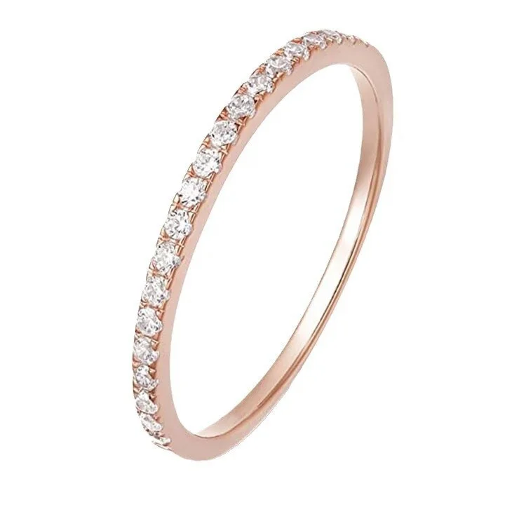 Paris Jewelry 18K Rose Gold Created Diamond Thin Eternity Band Plated