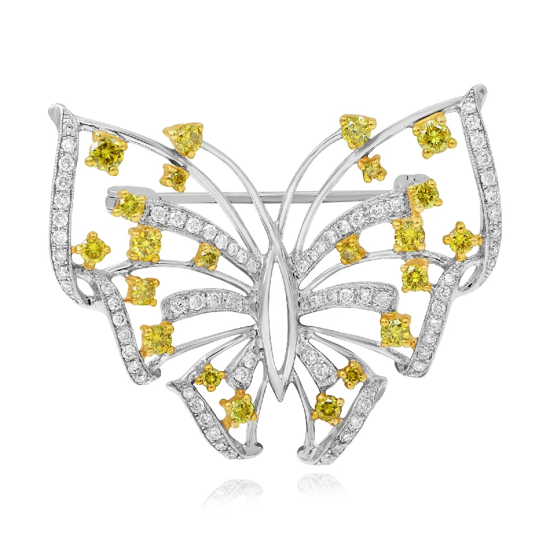 0.60ct White and 0.90ct Yellow Diamond Pin set in 14KT White Gold / BA436A