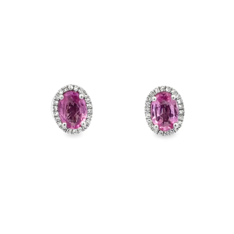 Pink Sapphire Stud Earrings in White Gold