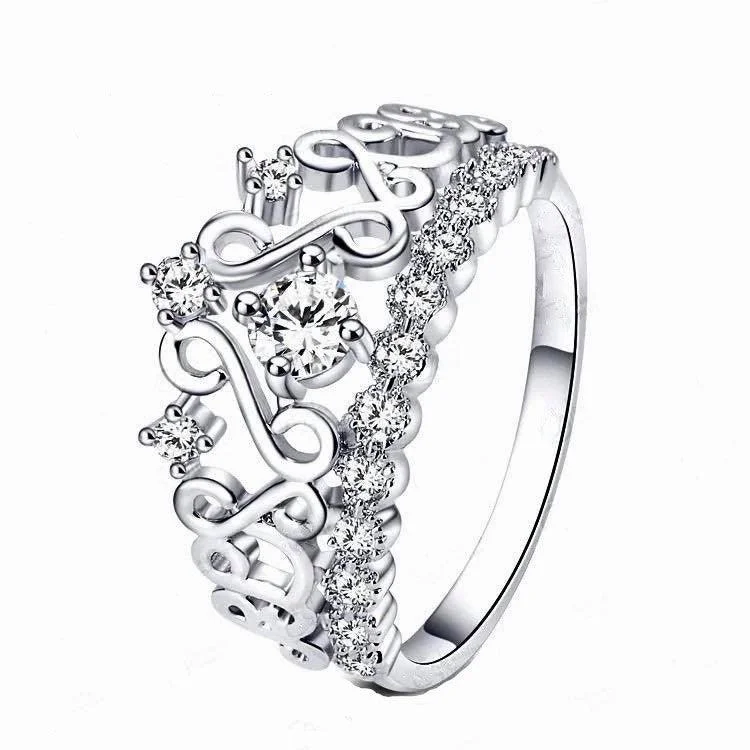 Princess Crown Ring with Cubic Zirconia Stones