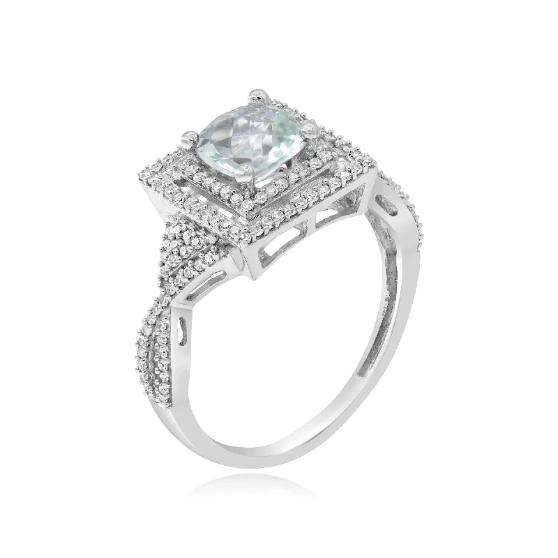 0.33ct Diamond and 0.83ct Green Amethyst  Ring set in 14KT White Gold / BRE15547G