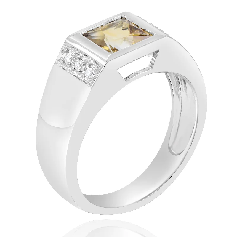 0.05ct Diamond and 1.02ct Citrine Ring set in 14KT White Gold / GR0571CT