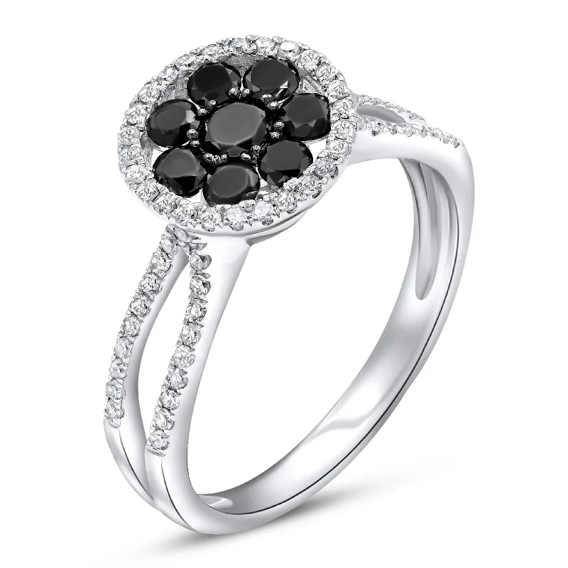 0.28ct White and 0.66ct Black Diamond Ring set in 14KT White Gold / PJR12110BK