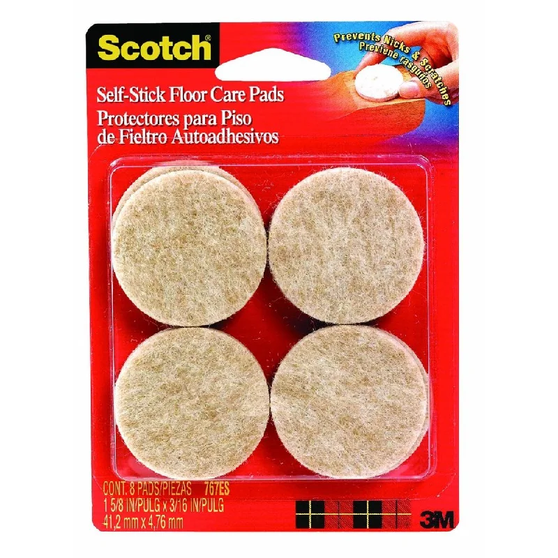 Scotch 1.5-inch Beige Self-stick Floor Care Pads (Pack of 8)