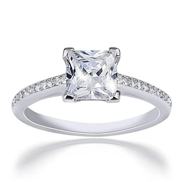 Sterling Silver 1.25 Carat Cubic Zirconia Princess Cut Bridal Wedding Engagement Ring