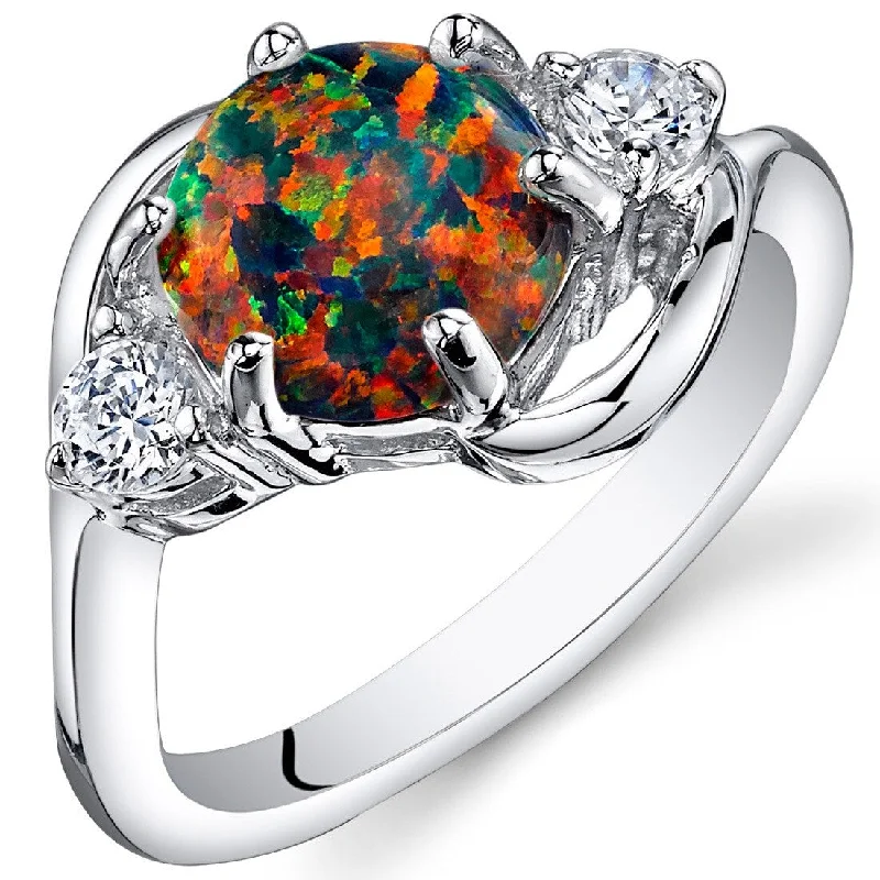 Sterling Silver 1.75 ct Black Opal Ring