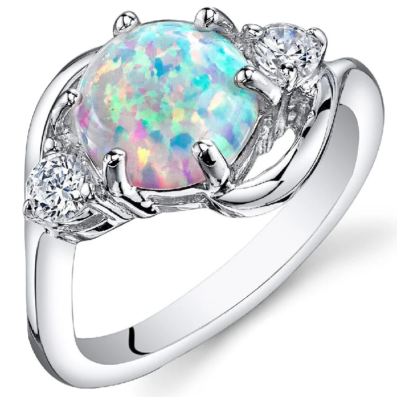 Sterling Silver 1.75 ct White Opal Ring