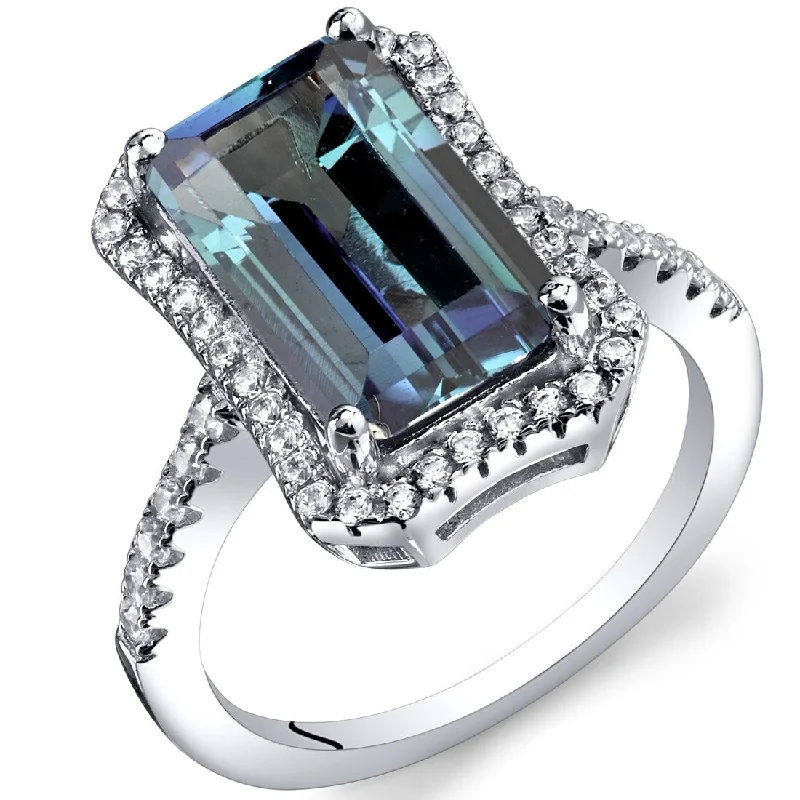 Sterling Silver 4.25 ct Color-changing Alexandrite Cocktail Ring