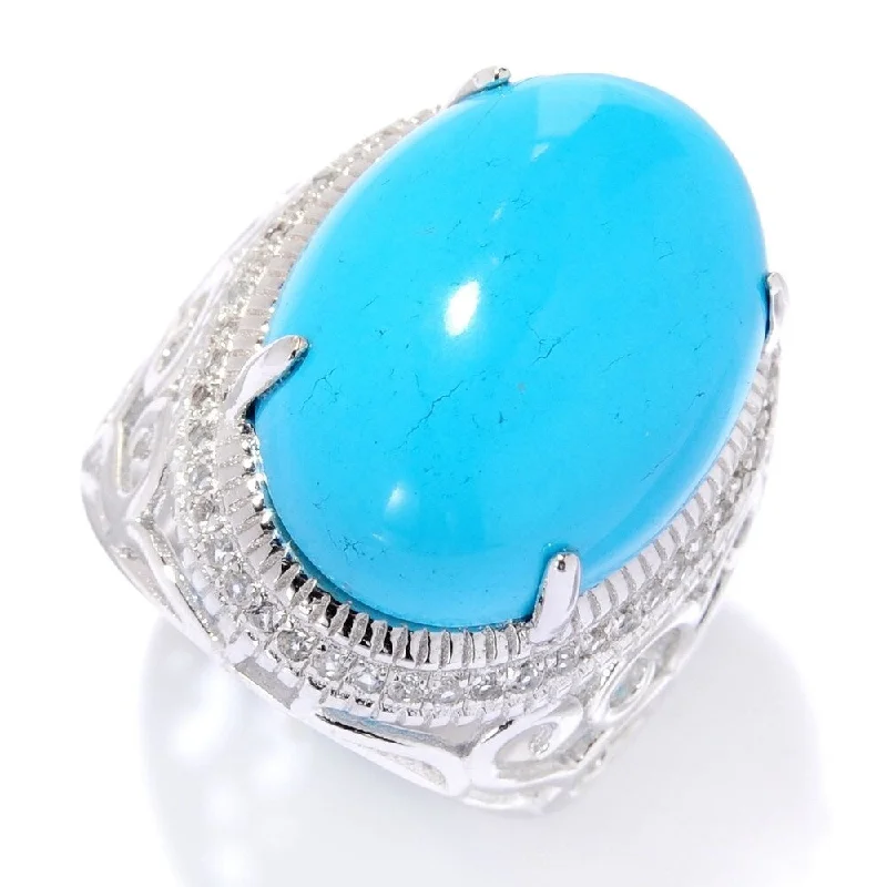 Sterling Silver Sonora Beauty Turquoise & White Topaz Ring