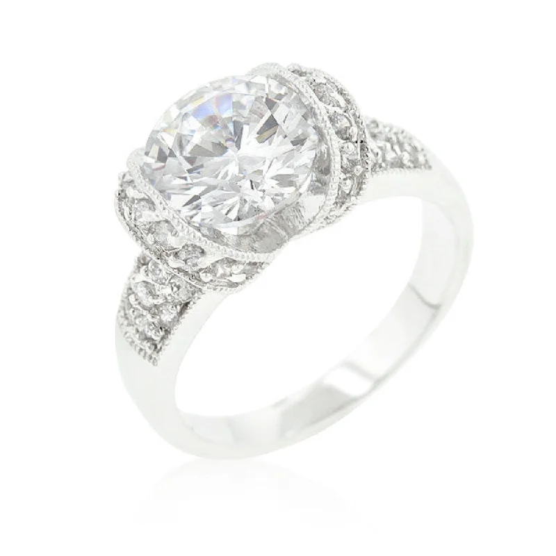 Tension Set Cubic Zirconia Engagement Ring