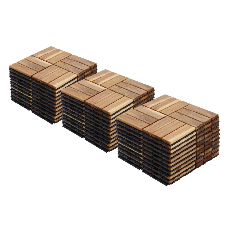 Thirty PCS Square Yellow Acacia Hardwood Outdoor Flooring