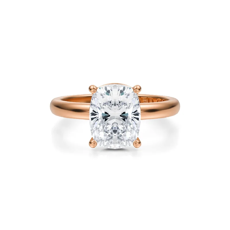 Three-Carat Cushion Brilliant Cut Diamond Solitaire Engagement Ring