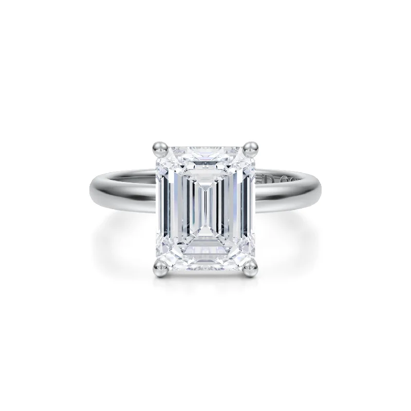 Three-Carat  Emerald-Cut  Brilliant Diamond Solitaire Engagement Ring