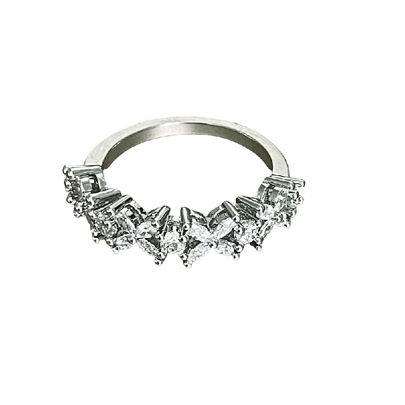 XO Ring with Round and Marquise Cut White Diamond Cubic Zirconia