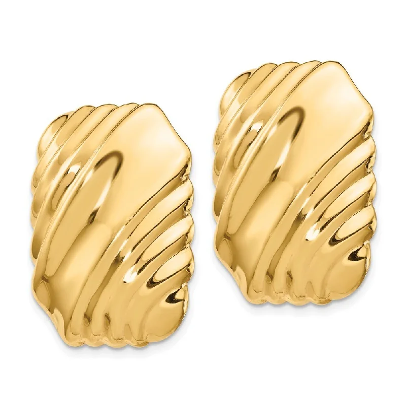 14k Yellow Gold Omega Earrings (L-25 mm, W-20 mm)