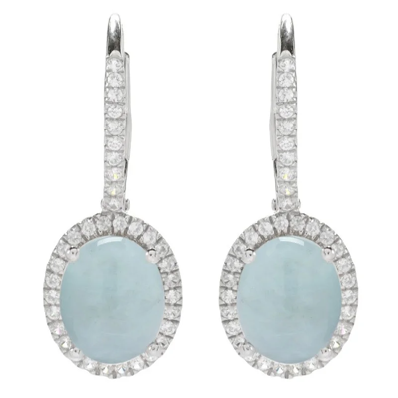 925 Sterling Silver Milky Aquamarine Dangle & Drop Earrings