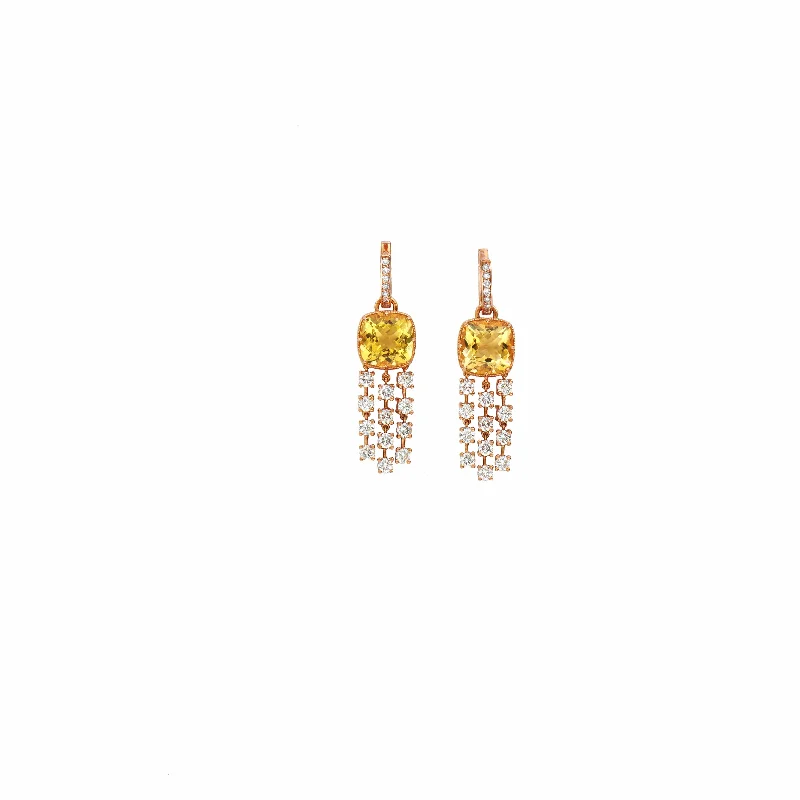 Luxury Dangles - Yellow Aquamarine Earrings-Small