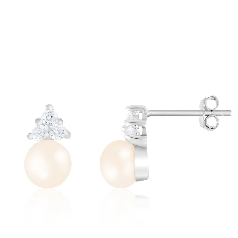 Dangle Fish Hook Pearl Earrings