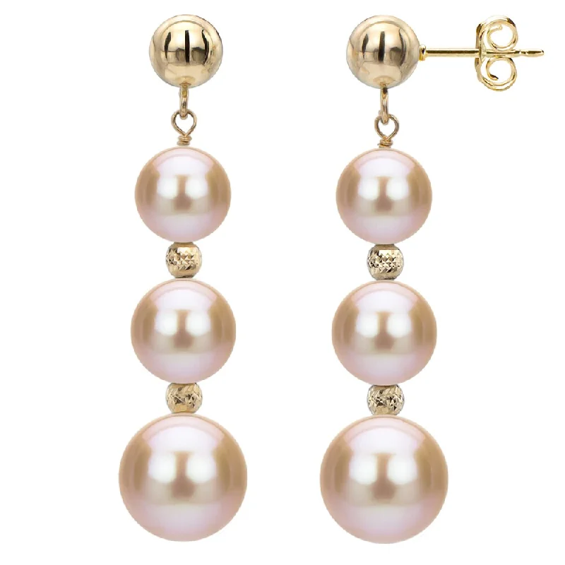 DaVonna Pink Freshwater Graduated Pearl and Beads Dangle Earring