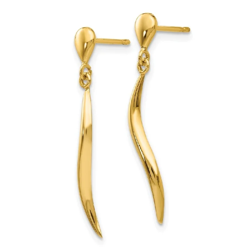 Diamond2Deal 14k Yellow Gold Polished Fancy Dangle Post Earrings (L-26mm, W-2mm)