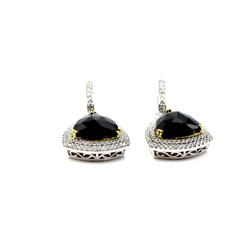 Mystere Earrings - 18-Karat White Gold Diamonds and Onyx