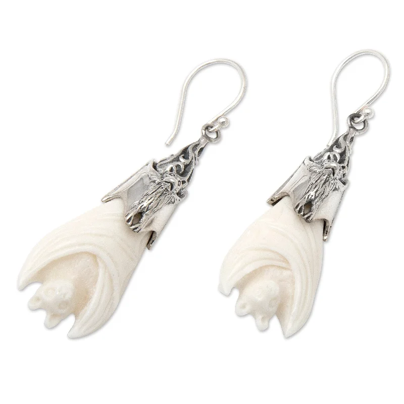 Novica Handmade Angel Bat Sterling Silver Dangle Earrings