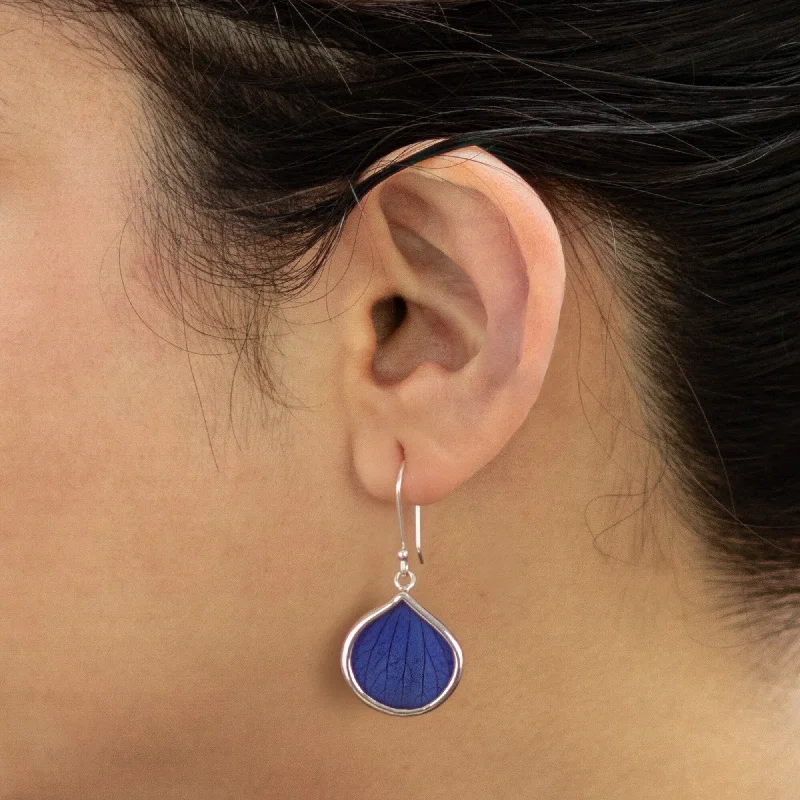 Novica Handmade Blue Leaf Drops Natural Leaf Dangle Earrings