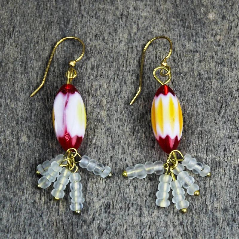 Novica Handmade Cheerful Beauty Recycled Glass Beaded Dangle Earrings