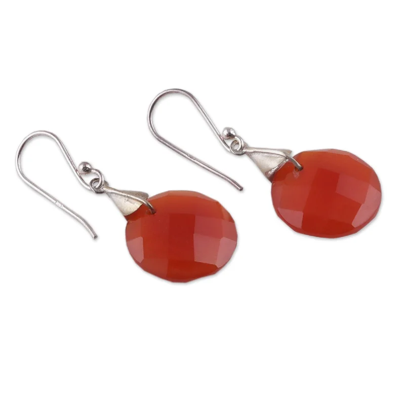 Novica Handmade Courageous Dazzle Carnelian Dangle Earrings