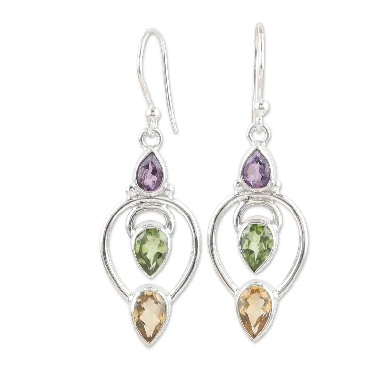 Novica Handmade Fantasy Fusion Multi-Gemstone Dangle Earrings