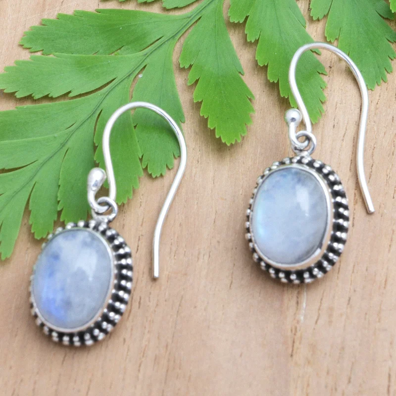 Novica Handmade Harmonious Amulet Rainbow Moonstone Dangle Earrings