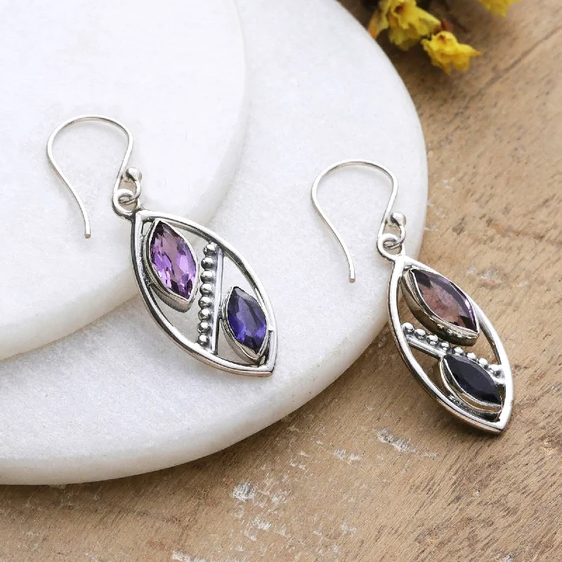 Novica Handmade Marquises Dream Amethyst And Iolite Dangle Earrings