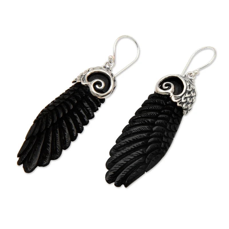 Novica Handmade Midnight Flight Sterling Silver Dangle Earrings