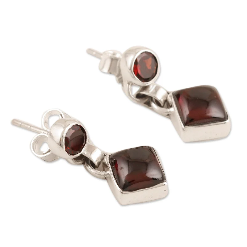 Novica Handmade Precious Red Garnet Dangle Earrings